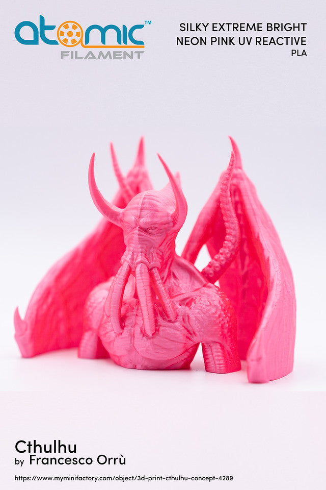 Silky Extreme Bright Neon Pink UV Reactive PLA Filament AMS Compatible