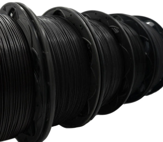 10 Pack PLA- ALL BLACK Short Spools 70% min 1.75MM