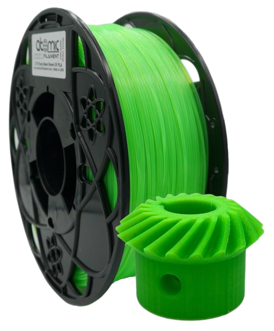 Atomic Filament Translucent Neon Green PLA - UV Reactive 1.75mm - 1kg