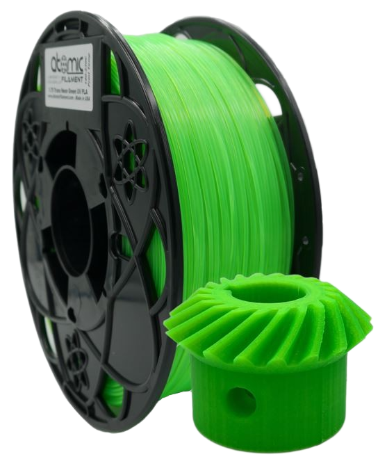 Atomic Filament Translucent Neon Green PLA UV REACTIVE1.75mm