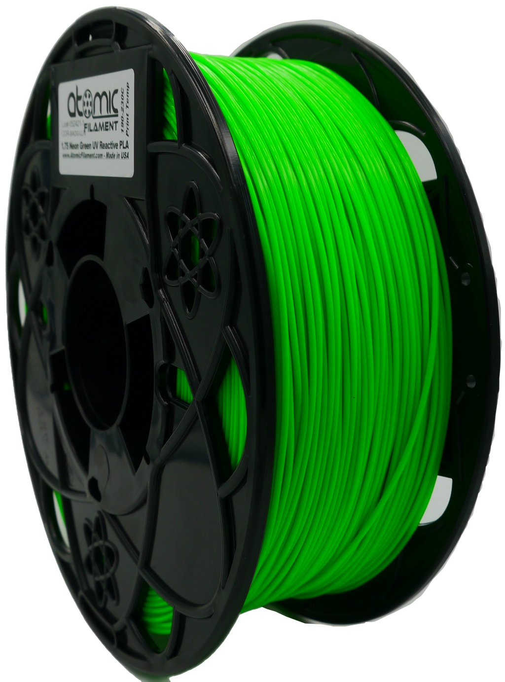 Atomic Filament Neon Green UV Reactive PLA Filament 1.75mm 1KG
